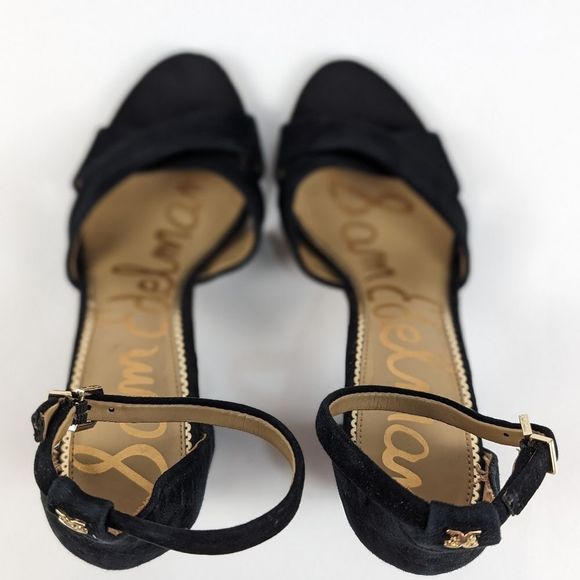Sam Edelman Yancy Black Suede Ankle Strap Block Heel Sandals Women's Size 10 - Picture 7 of 10